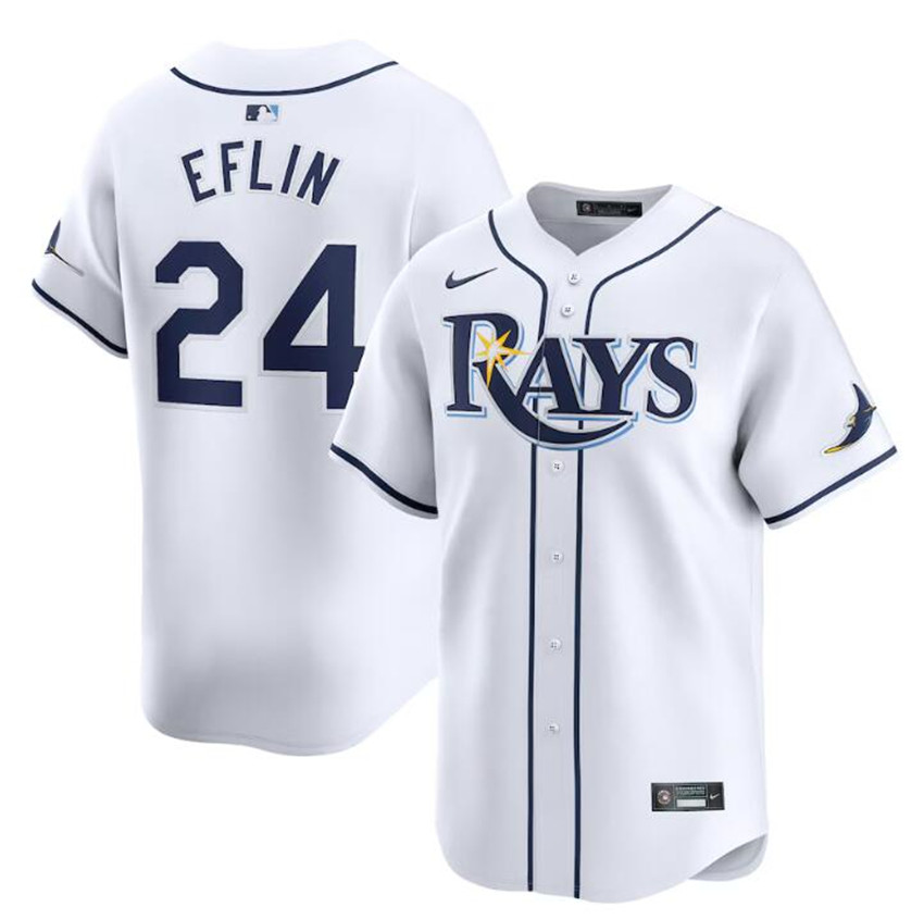 Men's White Tampa Bay Rays #24 Zach Eflin Home Limited Stitched Baseball Jersey