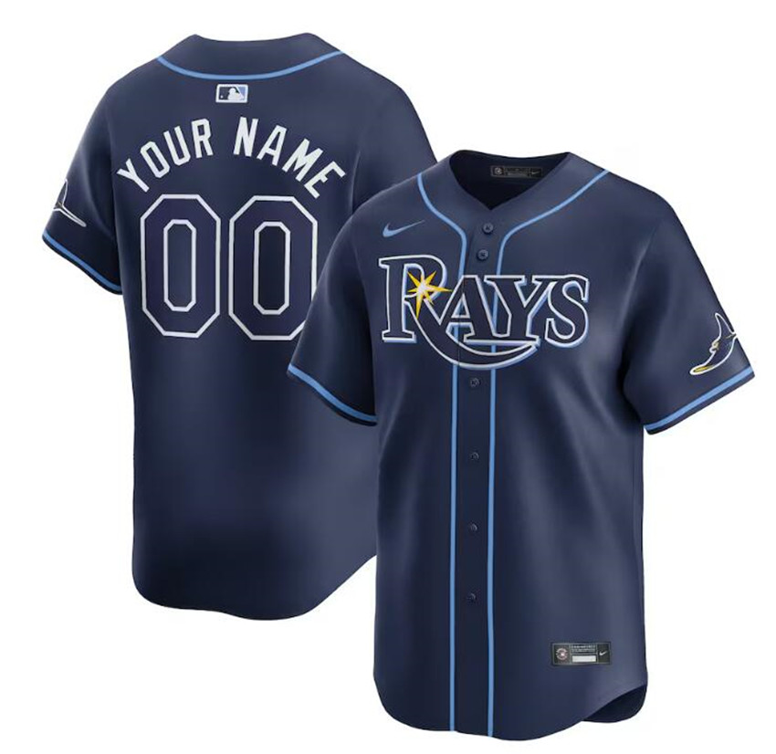 Men's Navy Tampa Bay Rays Active Player Custom Away Limited Stitched Baseball Jersey
