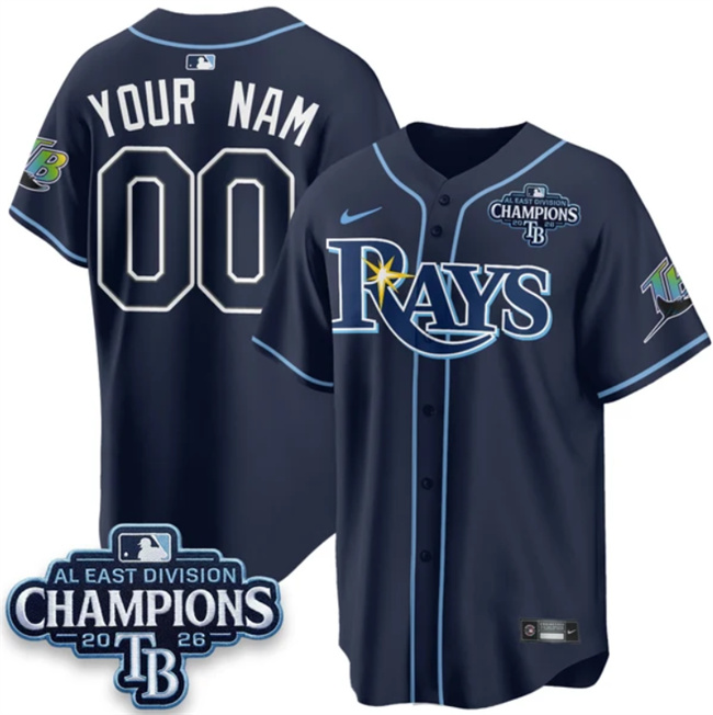 Men's Navy Tampa Bay Rays ACTIVE PLAYER Custom 2026 AL East Champions Patch Limited Stitched Baseball Jersey