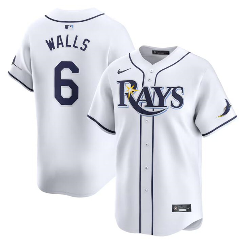Men's White Tampa Bay Rays #6 Taylor Walls Home Limited Stitched Baseball Jersey