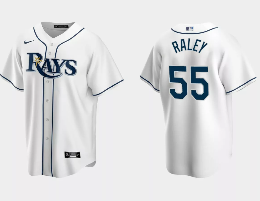 Men's White Tampa Bay Rays #55 Luke Raley Cool Base Stitched Baseball Jersey