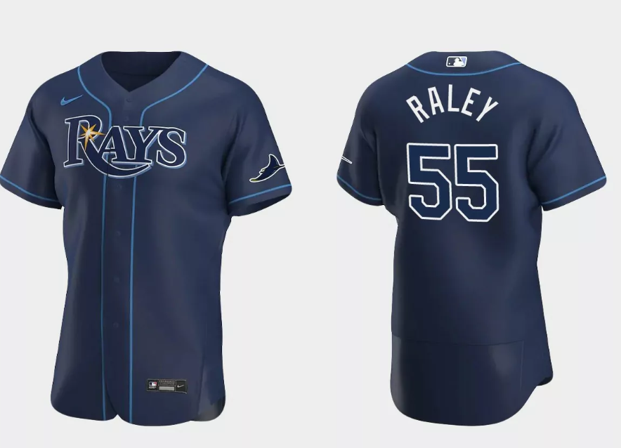 Men's Navy Tampa Bay Rays #55 Luke Raley Flex Base Stitched Jersey