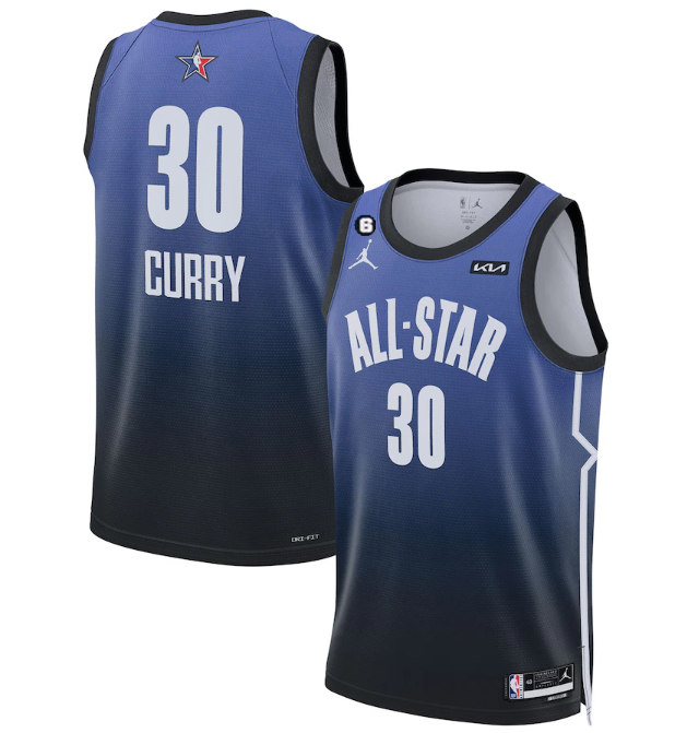 Men's Blue 2023 All-Star #30 Stephen Curry With NO.6 Patch Game Swingman Stitched Basketball Jersey