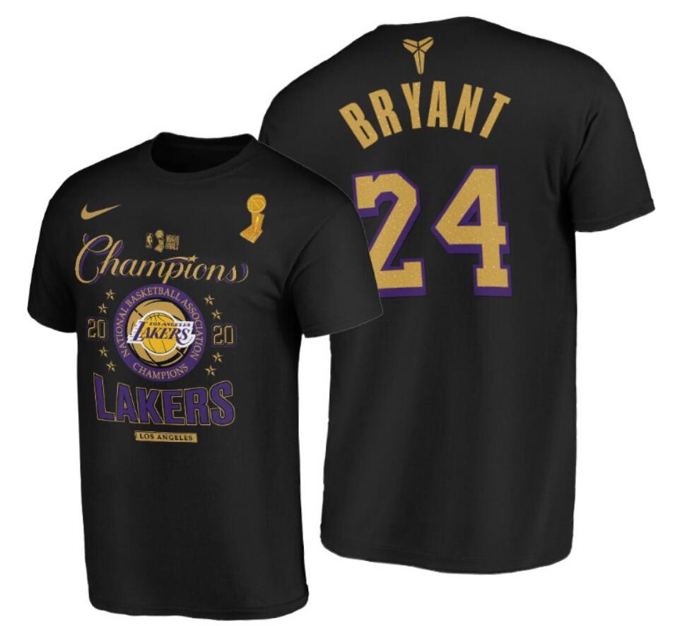 Los Angeles Lakers Black #24 Kobe Bryant 2020 NBA Finals Champions Locker Room T-Shirt