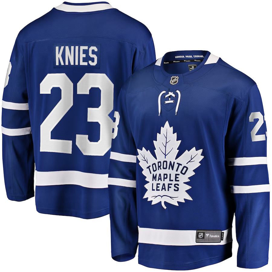 Men's Blue Toronto Maple Leafs #23 Matthew Knies Stitched Hockey Jersey