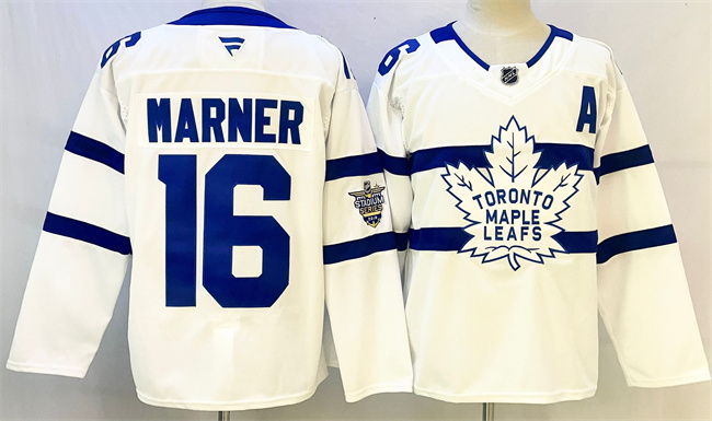 Men's White Toronto Maple Leafs #16 Mitchell Marner With A Patch Stadium Series Stitched Jersey