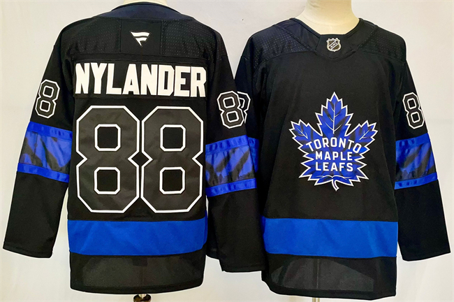 Men's Black Toronto Maple Leafs #88 William Nylander 2024-25 Stitched Jersey
