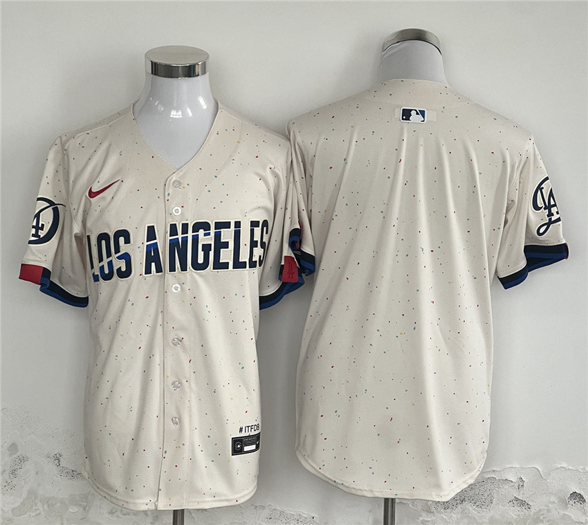 Men's Cream Los Angeles Dodgers Blank Stitched Baseball Jersey