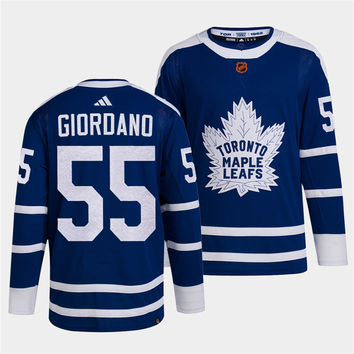 Men's Blue Toronto Maple Leafs Black #55 Mark Giordano 2022 Reverse Retro Stitched Jersey