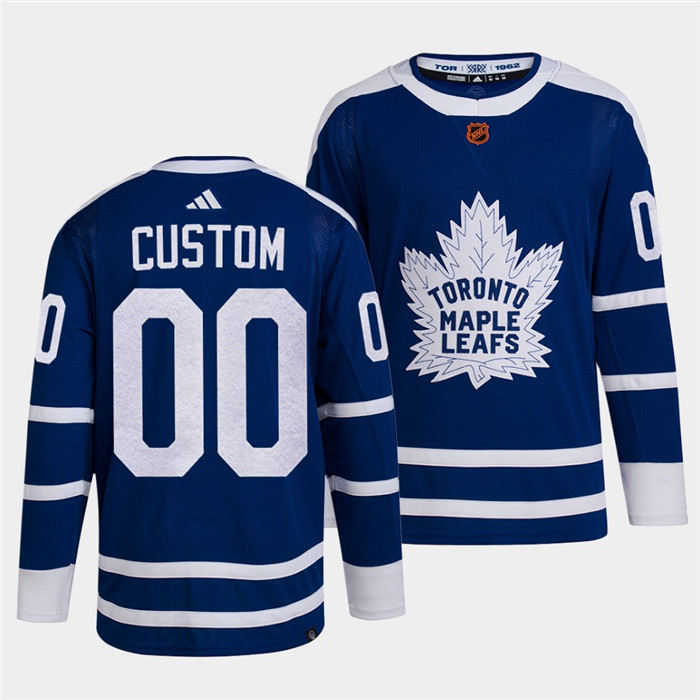 Men's Blue Toronto Maple Leafs Black Custom 2022 Reverse Retro Stitched Jersey