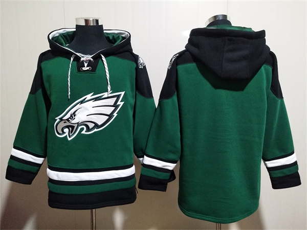 Men's Green Philadelphia Eagles Blank Lace-Up Pullover Hoodie