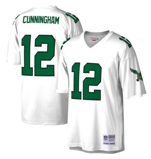 Men's White Philadelphia Eagles #12 Randall Cunningham Stitched Jersey