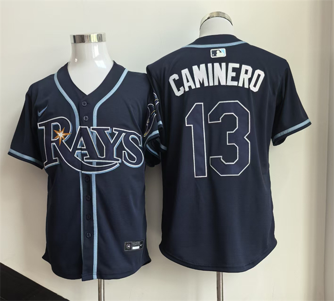 Men's Navy Tampa Bay Rays #13 Junior Caminero 2026 Limited Stitched Baseball Jersey