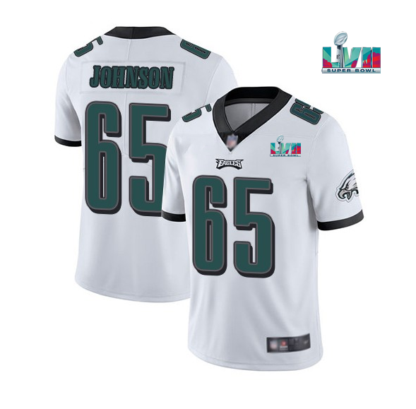 Men's White Philadelphia Eagles #65 Lane Johnson Super Bowl LVII Vapor Untouchable Limited Stitched Jersey