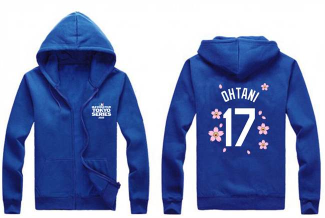 Men's Royal Los Angeles Dodgers #17 Shohei Ohtani 2025 Tokyo Series Full-Zip Hoodie