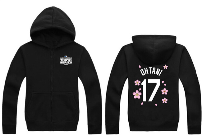 Men's Black Los Angeles Dodgers #17 Shohei Ohtani 2025 Tokyo Series Full-Zip Hoodie