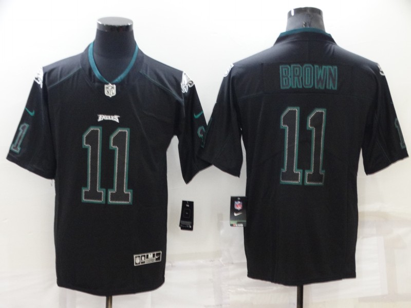 Men's Black Color Philadelphia Eagles #11 A. J. Brown Lights Out  Rush Limited Stitched Jersey