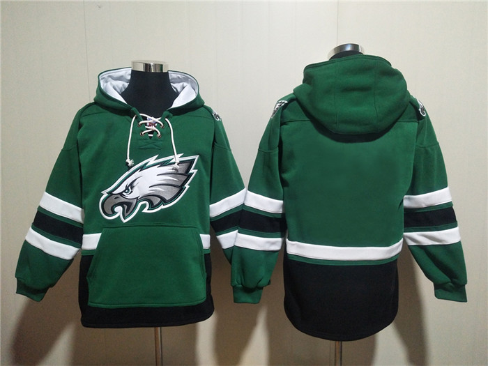 Men's Green Philadelphia Eagles Blank Lace-Up Pullover Hoodie