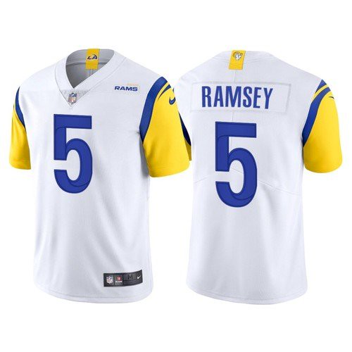 Men's White Los Angeles Rams #5 Jalen Ramsey 2021 Vapor Untouchable Limited Alternate Stitched Jersey