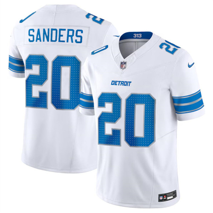 Men's White Detroit Lions #20 Barry Sanders 2024 F.U.S.E. Vapor Limited Stitched Jersey