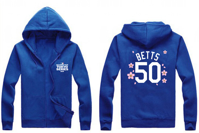 Men's Royal Los Angeles Dodgers #50 Mookie Betts 2025 Tokyo Series Full-Zip Hoodie