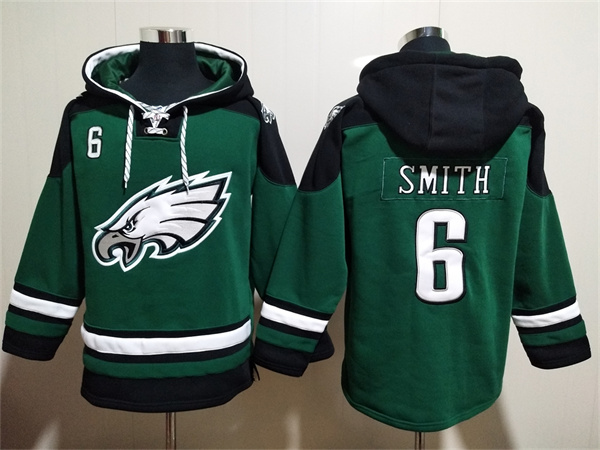 Men's Green Philadelphia Eagles #6 DeVonta Smith Lace-Up Pullover Hoodie