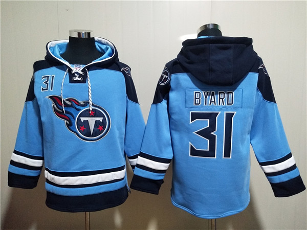 Men's Blue Tennessee Titans #31 Kevin Byard Lace-Up Pullover Hoodie