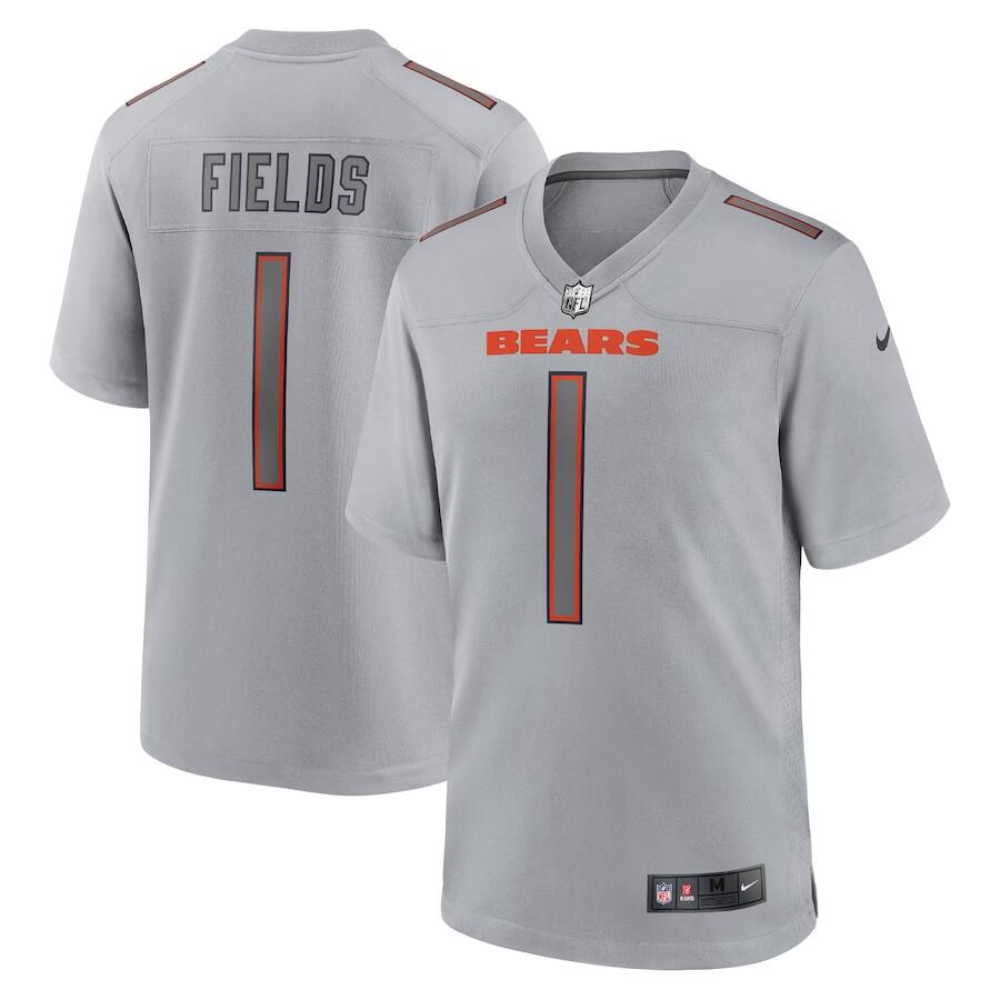 Men's Grey Chicago Bears #1Justin Fields Atmosphere Fashion Game Jersey