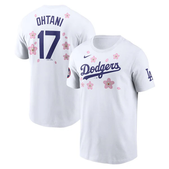 Men's White Los Angeles Dodgers #17 Shohei Ohtani 2025 Tokyo Series Name & Number T-Shirt