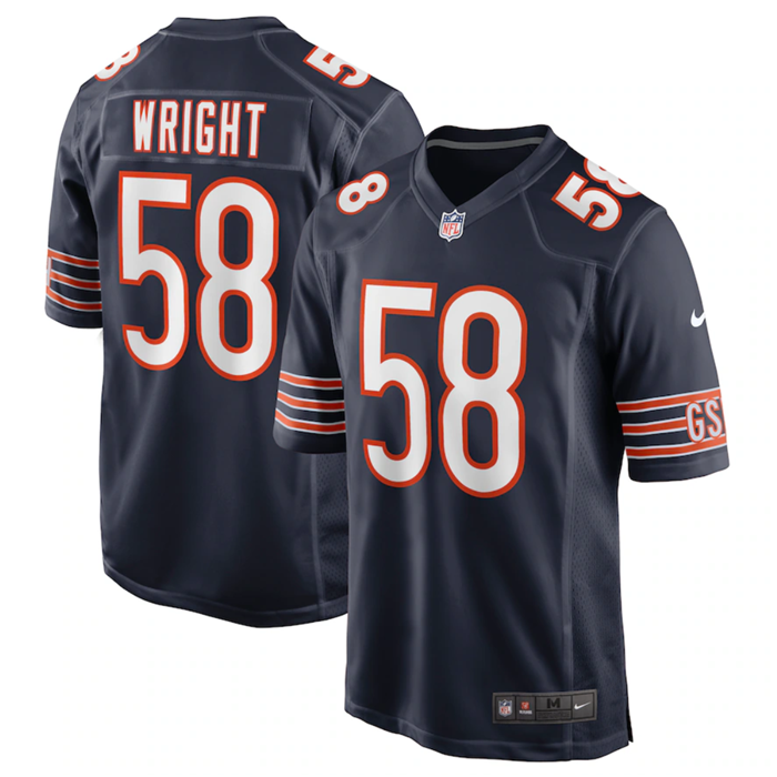Men's Navy Chicago Bears #58 Darnell Wright Stitched Football Game Jersey