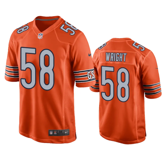 Men's Orange Chicago Bears #58 Darnell Wright Stitched Football Game Jersey