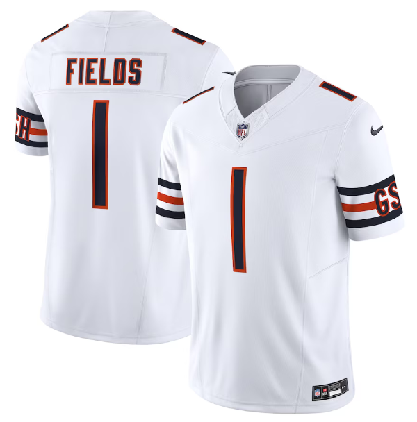 Men's White Chicago Bears #1 Justin Fields 2023 F.U.S.E. Vapor Untouchable Limited Stitched Football Jersey