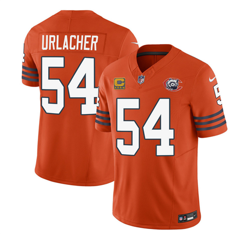 Men's Orange Chicago Bears #54 Brian Urlacher 2023 F.U.S.E. With 4-Star C Patch Throwback Limited Stitched Football Jersey