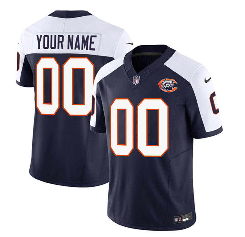 Men's Navy/White Chicago Bears Active Player Custom 2023 F.U.S.E. Throwback Limited Stitched Football Jersey