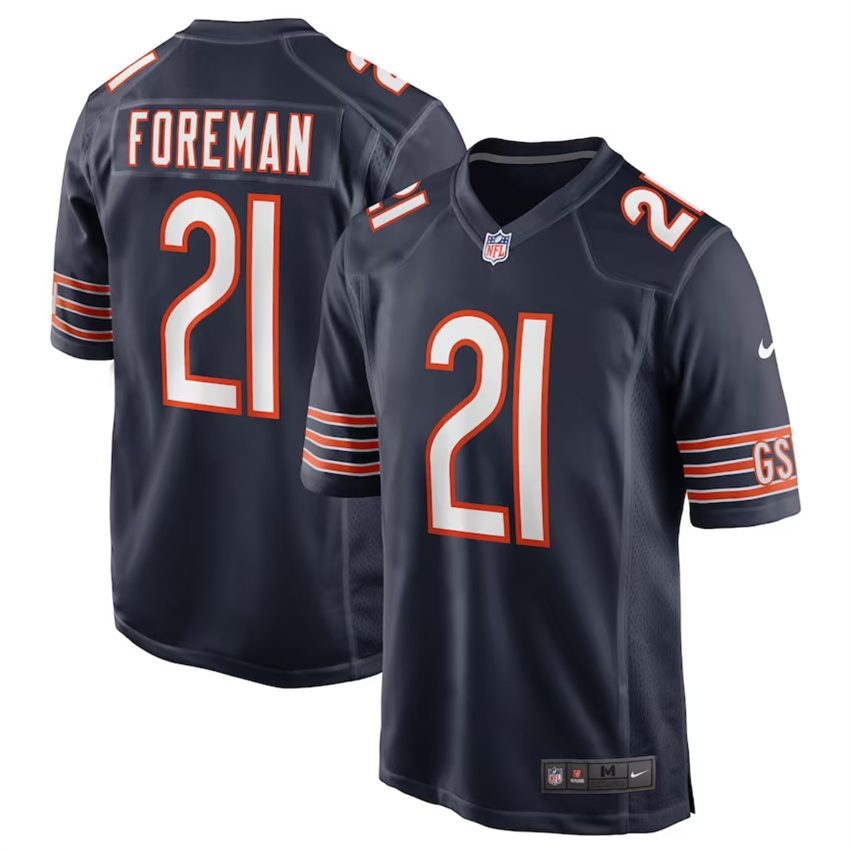 Men's Navy Chicago Bears #21 D'Onta Foreman Stitched Game Football Jersey