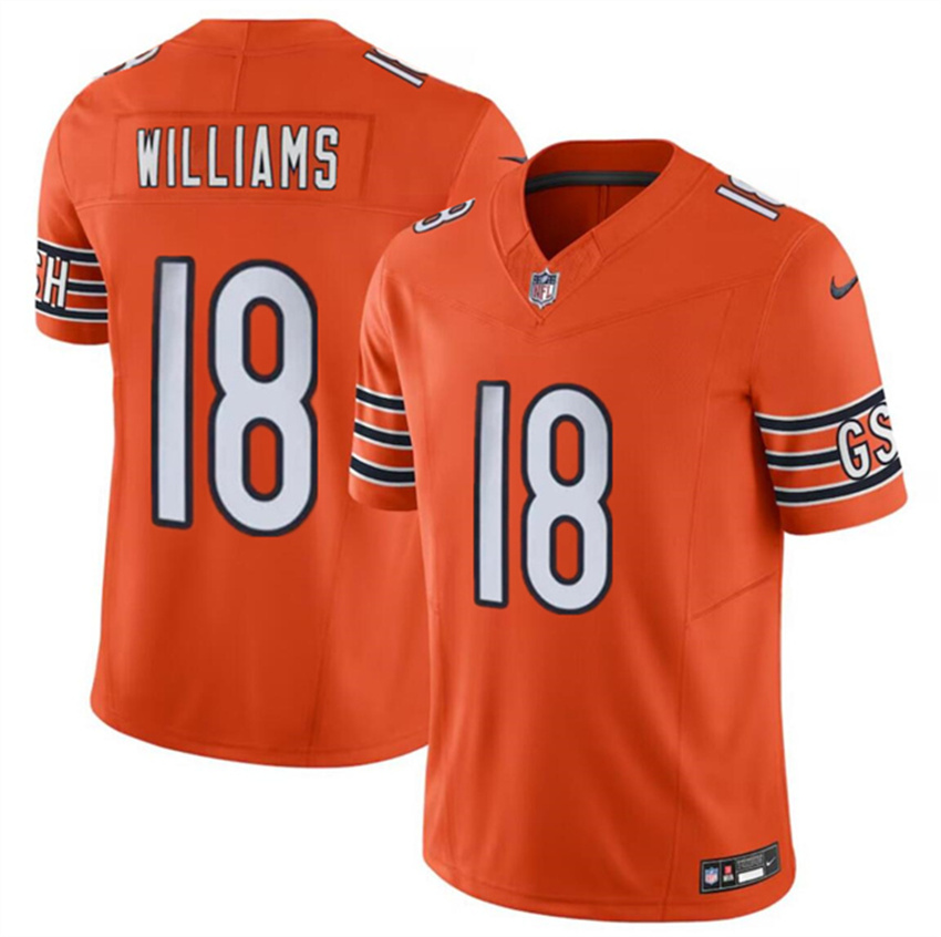 Men's Orange Chicago Bears #18 Caleb Williams 2024 Draft F.U.S.E. Vapor Stitched Football Jersey