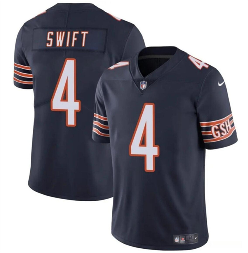 Men's Navy Chicago Bears #4 D’Andre Swift Vapor Stitched Football Jersey