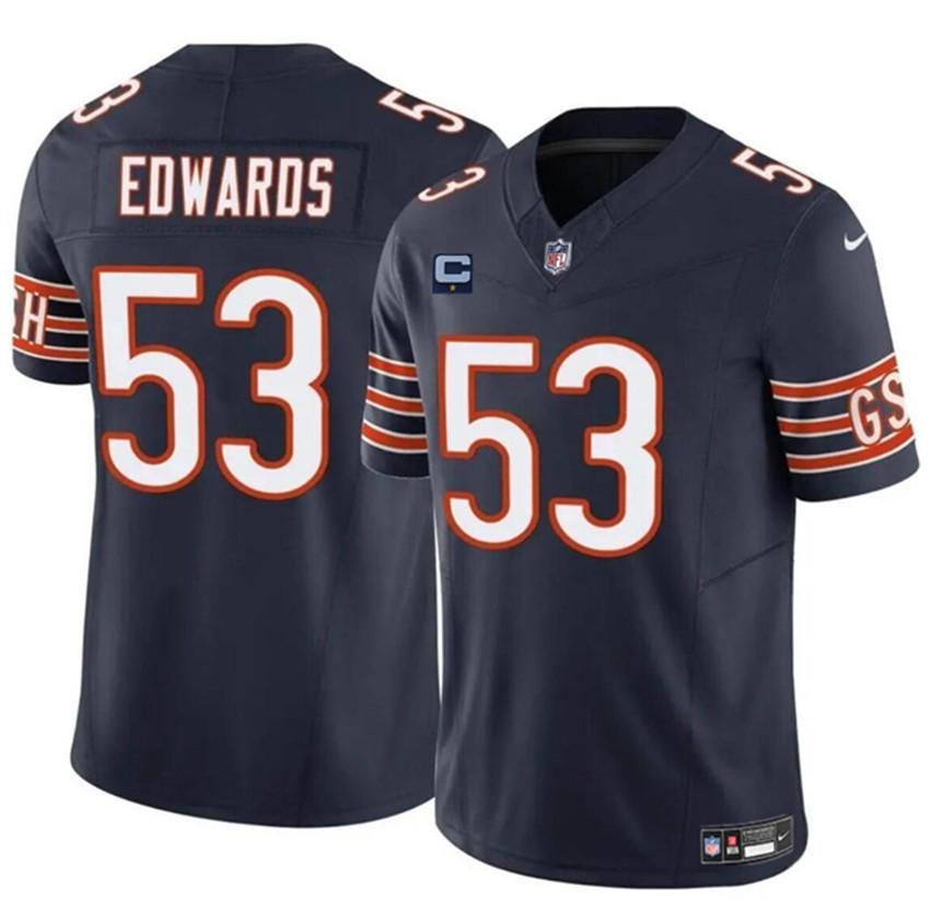 Men's Navy Chicago Bears #53 T.J. Edwards 2024 F.U.S.E. With 1-star C Patch Vapor Untouchable Limited Stitched Football Jersey
