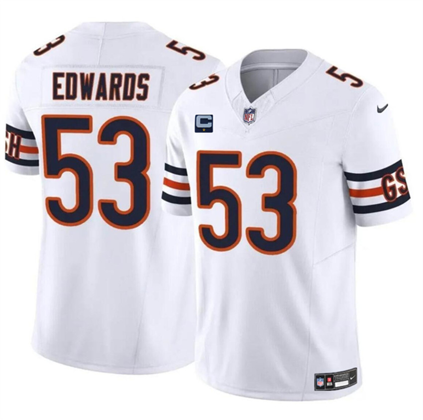 Men's White Chicago Bears #53 T.J. Edwards 2024 F.U.S.E. With 1-star C Patch Vapor Untouchable Limited Stitched Football Jersey
