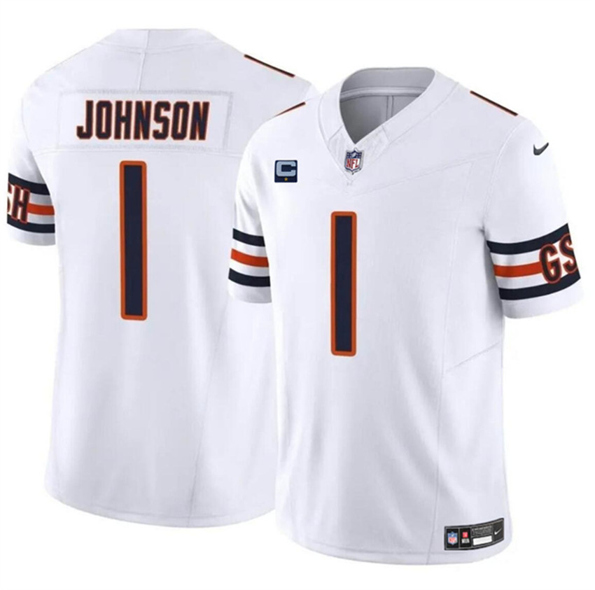Men's White Chicago Bears #1 Jaylon Johnson 2024 F.U.S.E. With 1-star C Patch Vapor Untouchable Limited Stitched Football Jersey