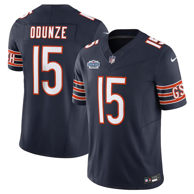 Men's Navy Chicago Bears #15 Rome Odunze 2024 With Draft Patch F.U.S.E. Vapor Stitched Football Jersey