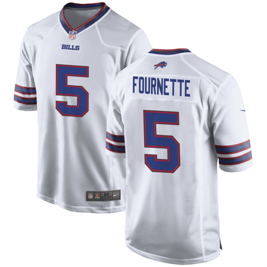 Men's White Buffalo Bills #5 Leonard Fournette Stitched Football Game Jersey