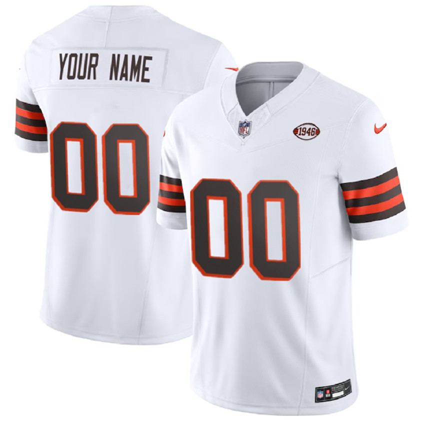 Men's White Cleveland Browns Active Player Custom 2023 F.U.S.E. 1946 Collection Vapor Untouchable Limited Stitched Football Jersey