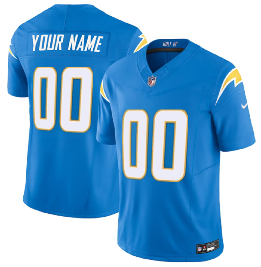 Men's Light Blue Los Angeles Chargers Active Player Custom 2023 F.U.S.E. Vapor Untouchable Limited Stitched Football Jersey