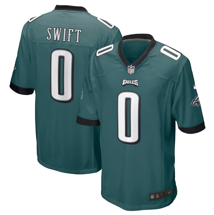 Men's Green Philadelphia Eagles #0 D'Andre Swift 2023 Draft Stitched Game Jersey