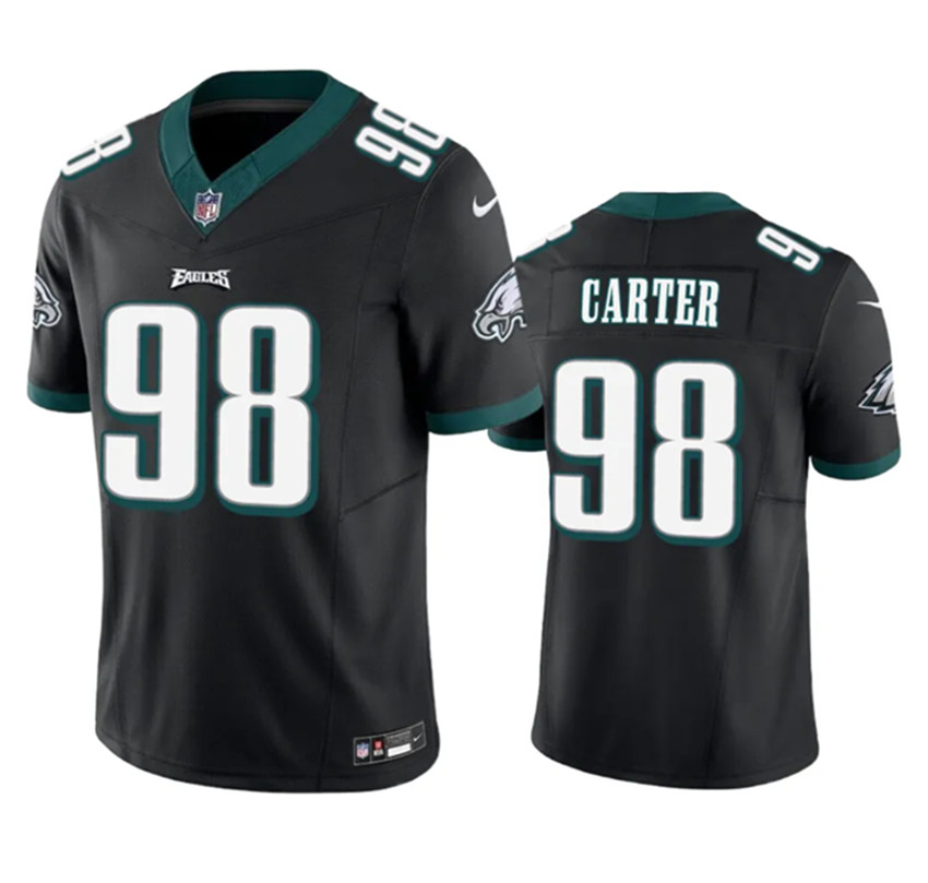 Men's Balck Philadelphia Eagles #98 Jalen Carter 2023 F.U.S.E. Vapor Untouchable Limited Stitched Football Jersey