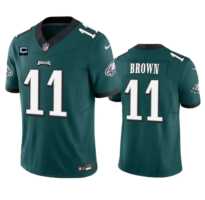 Men's Green Philadelphia Eagles #11 A. J. Brown 2023 F.U.S.E. With 4-Star C Patch Vapor Untouchable Limited Stitched Football Jersey