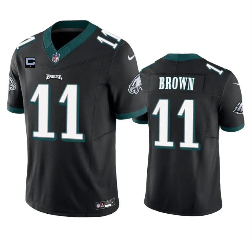 Men's Black Philadelphia Eagles #11 A. J. Brown 2023 F.U.S.E. With 4-Star C Patch Vapor Untouchable Limited Stitched Football Jersey
