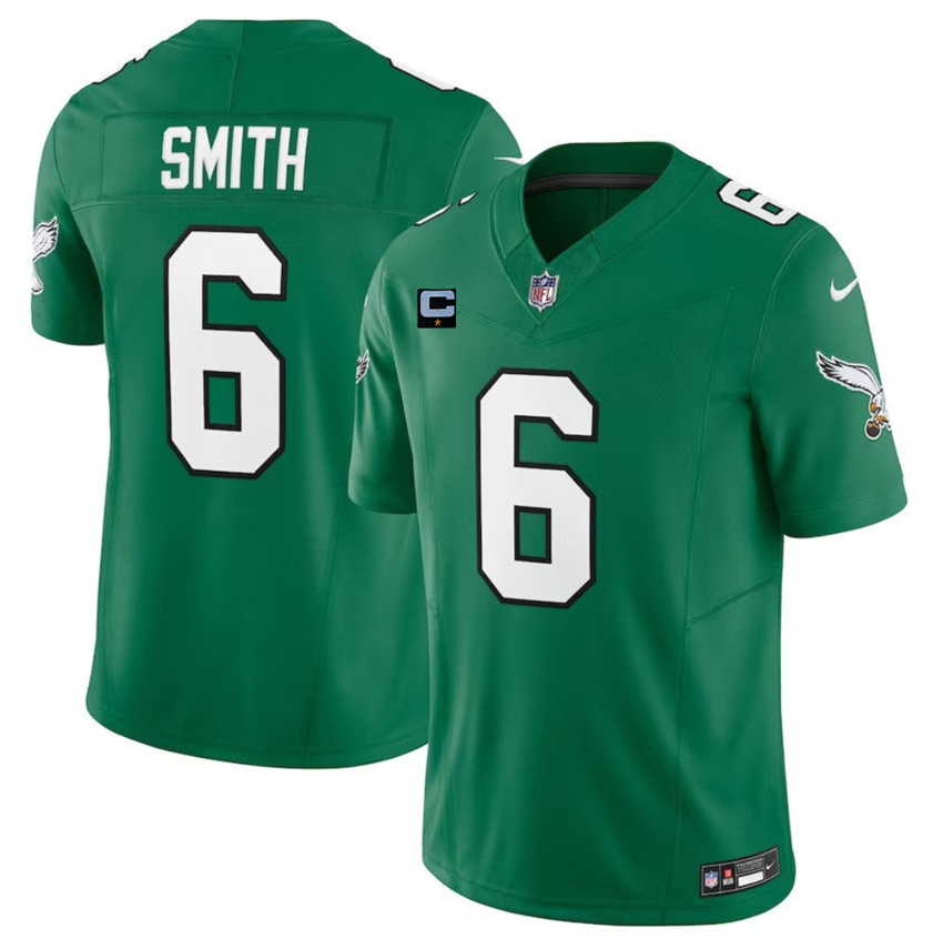 Men's Green Philadelphia Eagles #6 DeVonta Smith 2023 F.U.S.E. With 1-Star C Patch Vapor Untouchable Limited Stitched Football Jersey