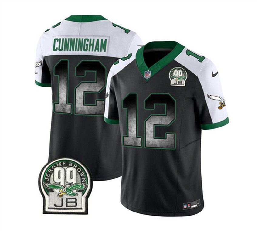 Men's Black/White Philadelphia Eagles #12 Randall Cunningham 2023 F.U.S.E. Throwback Vapor Untouchable Limited Stitched Football Jersey